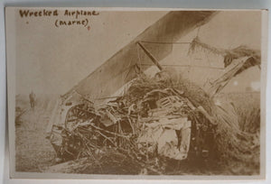 WW1 France photo of a crashed biplane