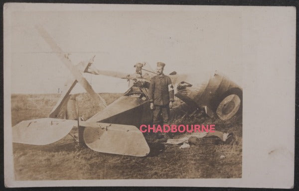 1917 WW1 France Somme, allied biplane wreck German First Aid worker