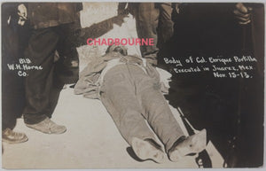 1913 USA photo postcard Mexican Revolution, fate of Col. Portilla 