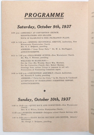 1937 Canada hymn pamphlet Ontario Christian Endeavor Union convention