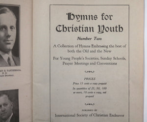1937 Canada hymn pamphlet Ontario Christian Endeavor Union convention