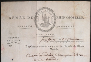 1797 France lettre de Percy fameux chirurgien en chef militaire