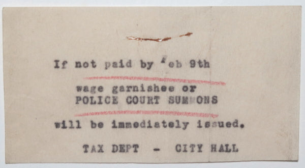 1936/38 Canada Hamilton ON two (2) Stature Labor Tax invoices