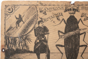 1918 Tunisie carte postale soldat coloniale 'Cafard', retour en France