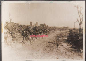 c. 1916-17 WW1 France photo British Scouts cycling Western Front