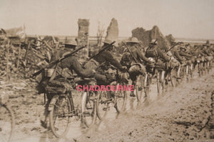 c. 1916-17 WW1 France photo British Scouts cycling Western Front