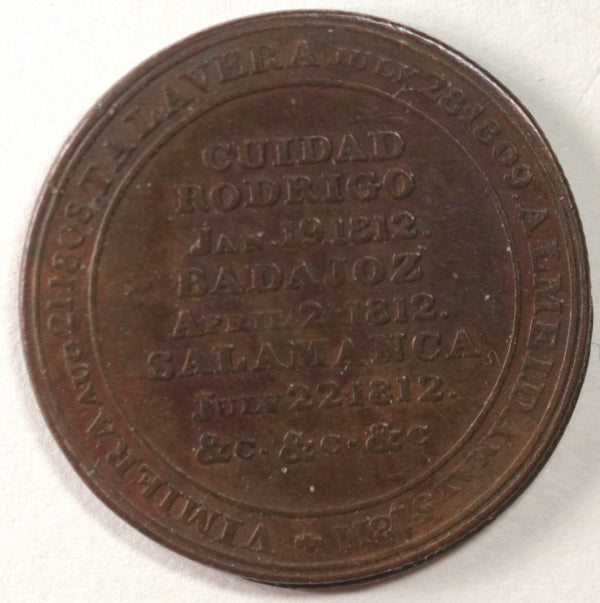  1812 Wellington Peninsula War Halfpenny Token Medallion