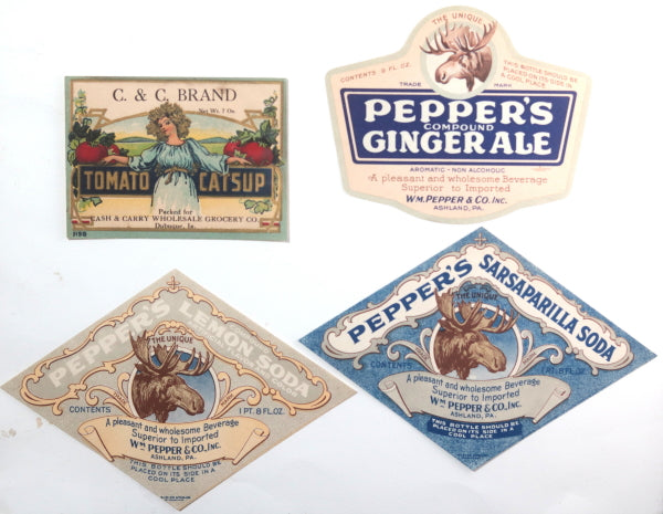 1910-30s USA/UK set of 10 bottle labels