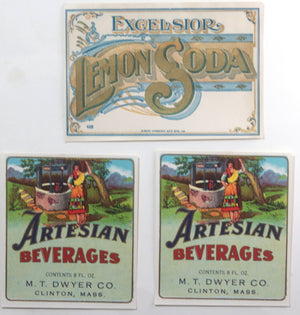 1910-30s USA/UK set of 10 bottle labels