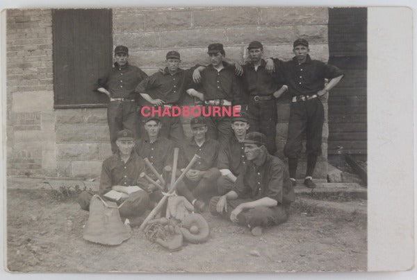 c. early 1900s USA RPPC postcard small town young men’s baseball team