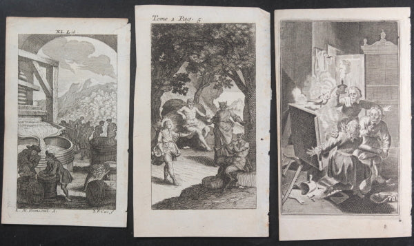 18e France lot de 10 petit planches hors‑texte