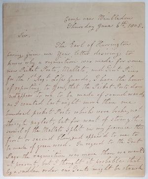 1805 UK Camp at Wimbledon, supplies for 1st Regt Life Guards