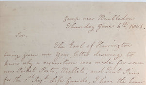 1805 UK Camp at Wimbledon, supplies for 1st Regt Life Guards