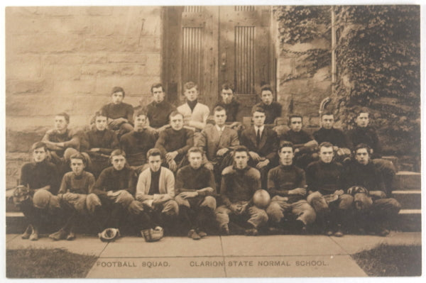 c. 1908-15 USA Clarion PA photo postcard Normal School football squad
