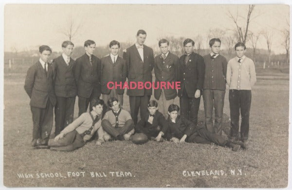 c. 1910 USA RPPC Cleveland NY high School football team
