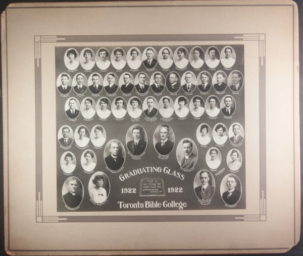 1922 Canada photo graduating class Toronto Bible College