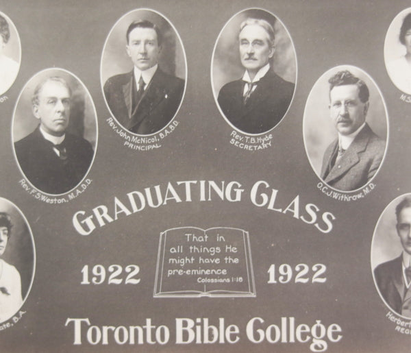 1922 Canada photo graduating class Toronto Bible College