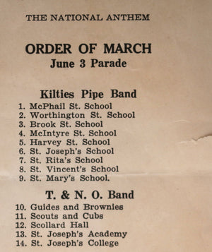 1941 WW2 Canada Torch Day Programme North Bay Ontario