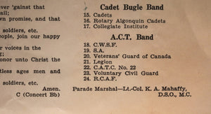 1941 WW2 Canada Torch Day Programme North Bay Ontario