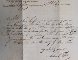 1832 USA Philadelphia letter appointment of missionary in NY state