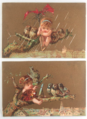 Late 1800s USA set of 5 trade cards from PA, NJ, and MA