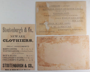 Late 1800s USA set of 5 trade cards from PA, NJ, and MA