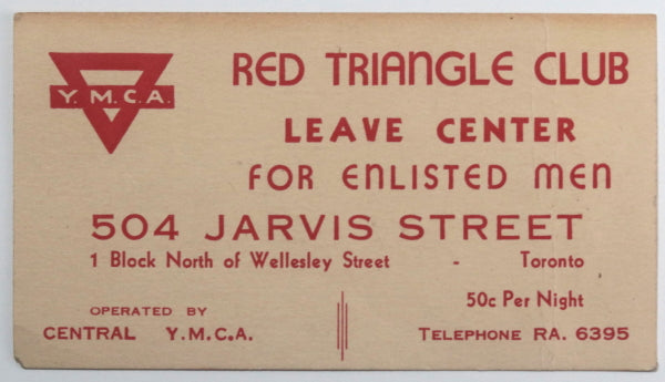 1942-45 Canada WW2 Toronto YMCA Red Triangle Club