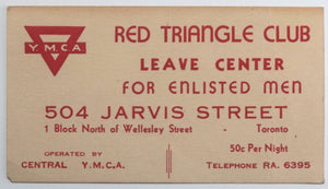 1942-45 Canada WW2 Toronto YMCA Red Triangle Club