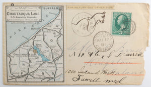 1880 USA illustrated map cover Chautauqua NY Sunday School