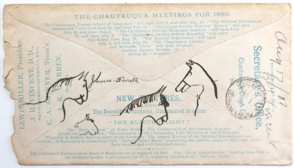 1880 USA illustrated map cover Chautauqua NY Sunday School