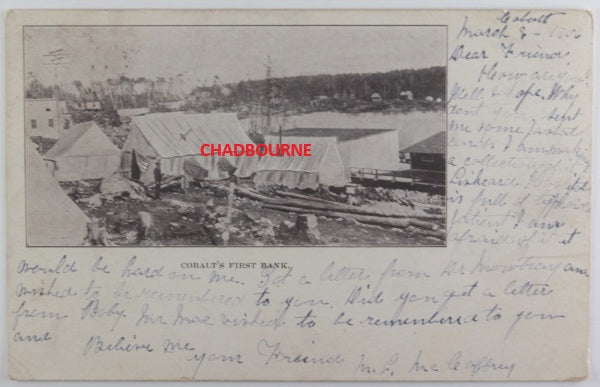 1906 Canada postcard Cobalt Mining Camp – typhoid!