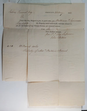 1832 Canada letter Prescott (UC) to Montreal (LC), shipment barrels of ashes