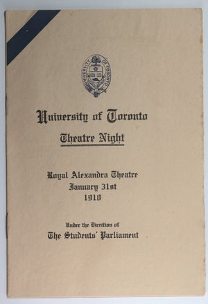 1910 Canada pamphlet (X3) University Toronto Theater Night Royal Alex