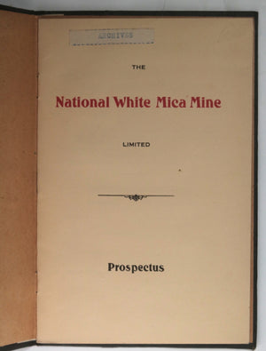 c. 1920 Canada Quebec bound prospectus for National White Mica Mine