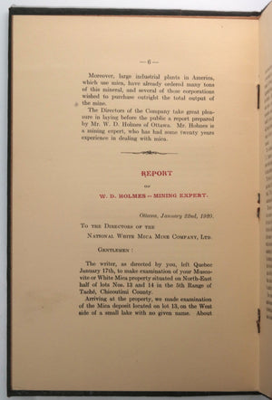 c. 1920 Canada Quebec bound prospectus for National White Mica Mine