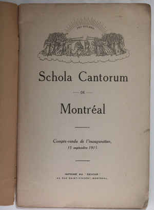 1915 Canada Quebec inauguration École diocésaine de musique Montréal