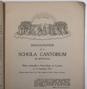 1915 Canada Quebec inauguration École diocésaine de musique Montréal