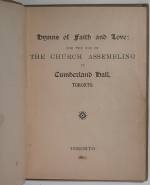 1897 Canada hymnal for Church of Baptised Believers Toronto