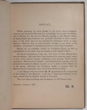 1897 Canada hymnal for Church of Baptised Believers Toronto