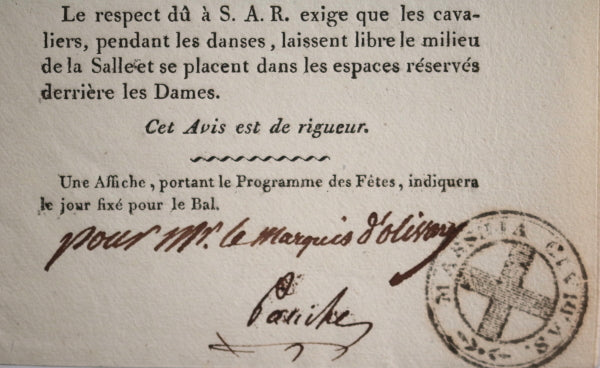 19e Aix Invitation Marquis d’Olivary bal paré S.A.R. Comte d’Artois 19e Aix Invitation Marquis d’Olivary bal paré S.A.R. Comte d’Artois