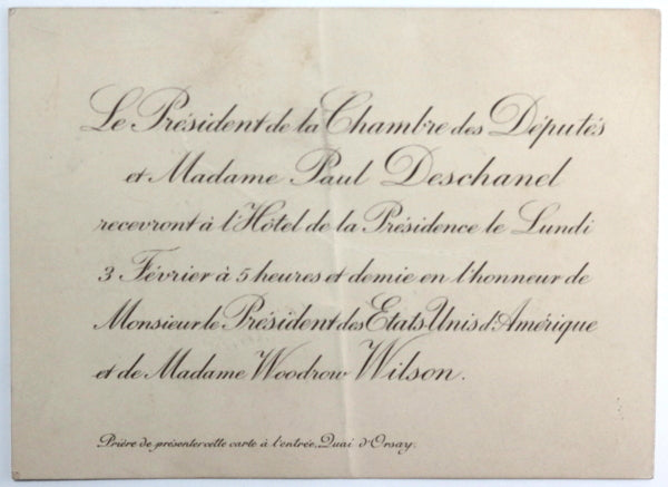 1919 Paris invitation reception President Wilson, Treaty of Versailles