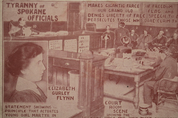 USA postcard Spokane trial labor leader, activist, and feminist c.1910
