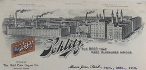 1912 Canada Moose Jaw SK Schlitz letterhead to Cognac France