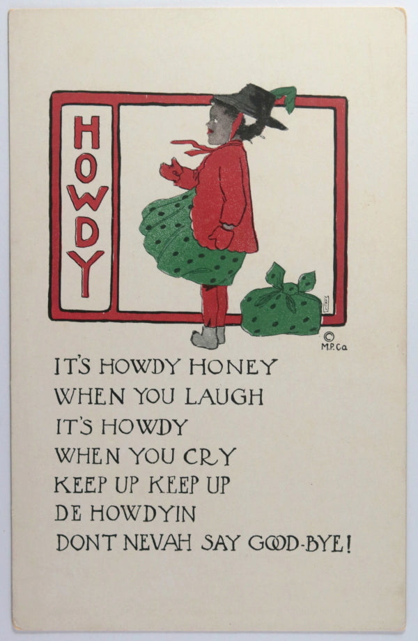 USA 1911 set of 2 “Howdy Kids” Black Americana postcards USA 1911 set of 2 “Howdy Kids” Black Americana postcards
