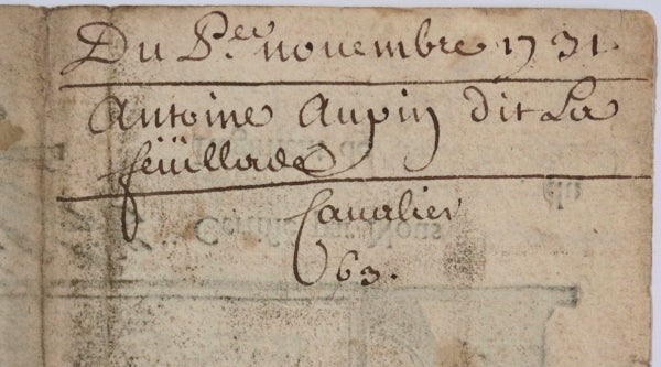 1731 France congé militaire Régiment Cavalerie Condé