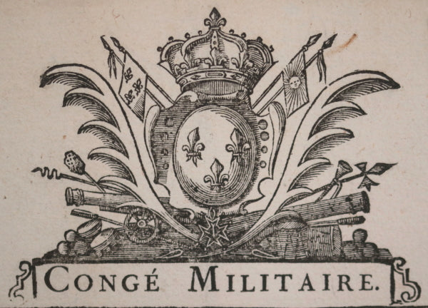 1731 France congé militaire Régiment Cavalerie Condé