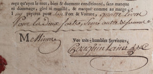 1792 connaissement maritime Toulouse à Agde, 2 sacs de finances