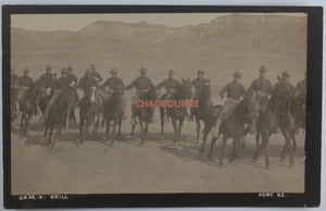 USA early 1900s photo postcard Cavalry Drill Fort Keogh MT