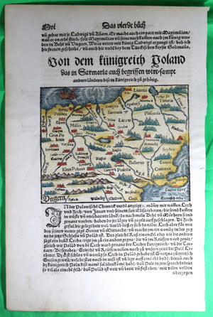 @1558 Munster hand-coloured map of Russia, Poland and Hungary
