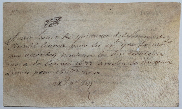 1678 quiitance Charles Dumonceau de Nollent intendant armées Louis XIV